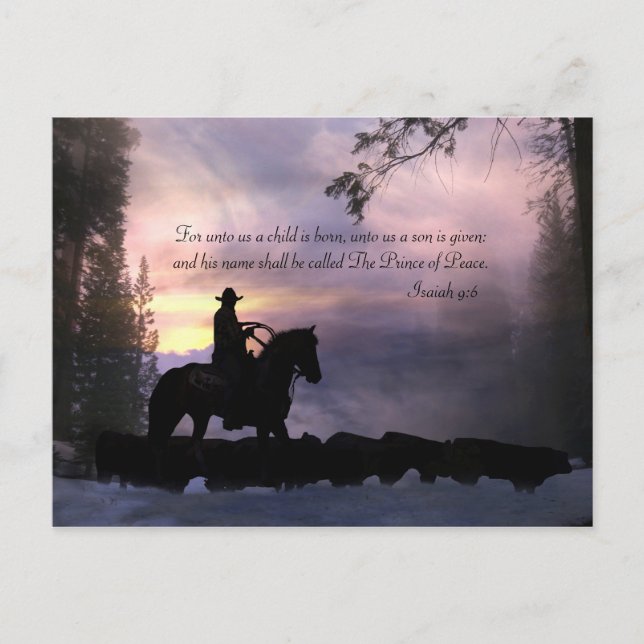 Christmas Cowboy Country Western Religious Holiday Postcard (Front)