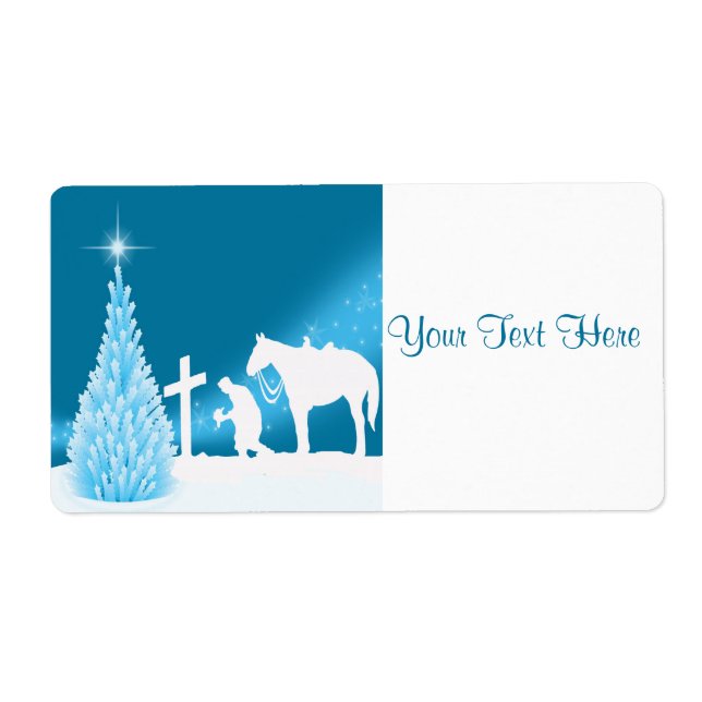 Christmas Cowboy Praying Name Tag Template (Front)