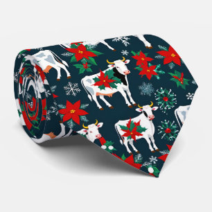 Christmas Cows and Holly Holiday Festive Tie