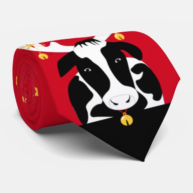 Christmas Cows Funny Necktie (Rolled)