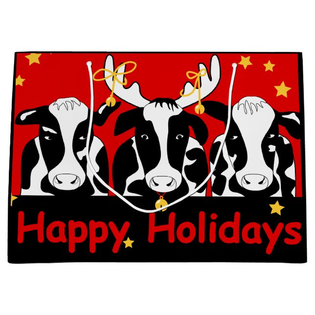 Christmas Cows Large Gift Bag (Front)
