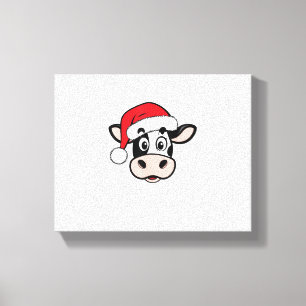 Christmas Cows Santa Cute Xmas Heifer Girls Kids W Canvas Print