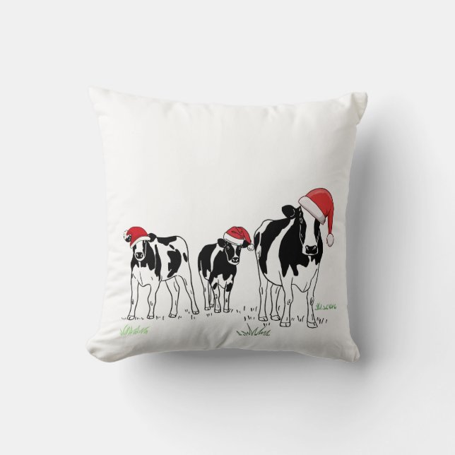 Christmas Cows Throw Pillow (Front)
