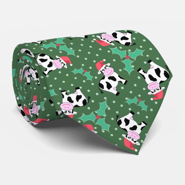 Christmas Cows with Holly Tie (Rolled)