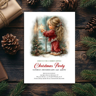 Christmas Cozy Winter Scene Girl Tree Invitation