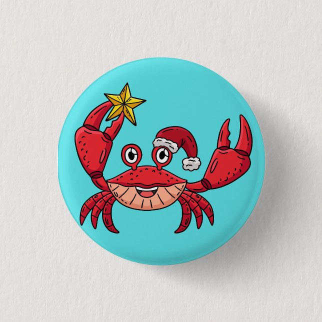 Christmas Crab 1 Inch Round Button (Front)