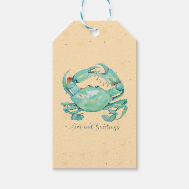 Christmas Crab Beach Gift Tags (Front)