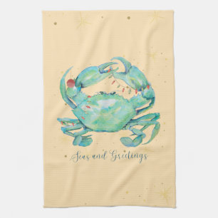 Christmas Crab Beach Kitchen Towel