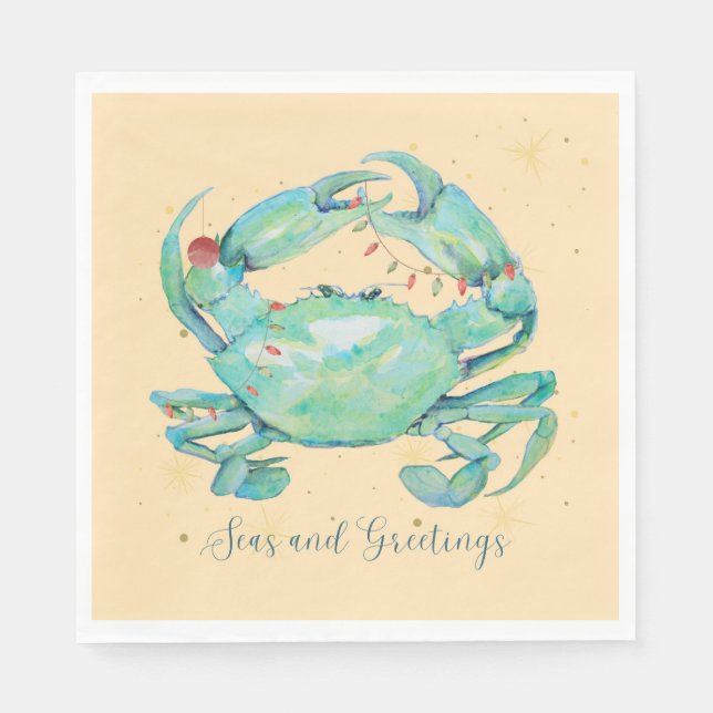 Christmas Crab Beach Napkin (Front)