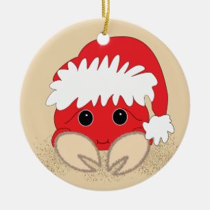 Christmas Crab Ceramic Ornament