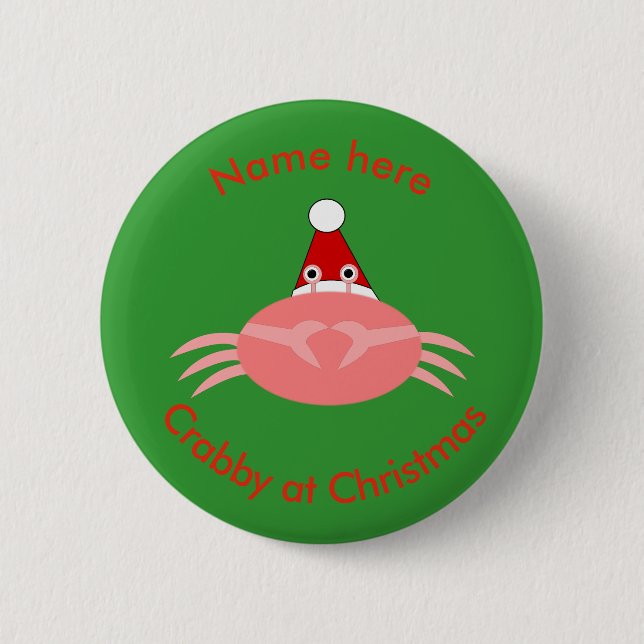 Christmas Crab Custom Button (Front)