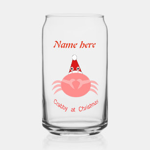Christmas Crab Custom Can Glass