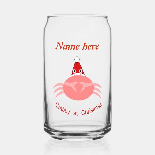 Christmas Crab Custom Can Glass (Front)