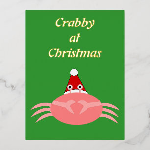Christmas Crab Custom Foil Holiday Postcard