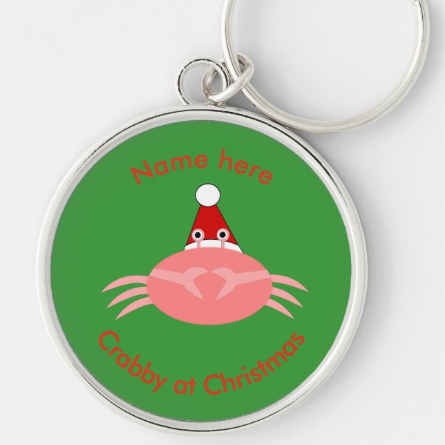 Christmas Crab Custom Keychain (Front)