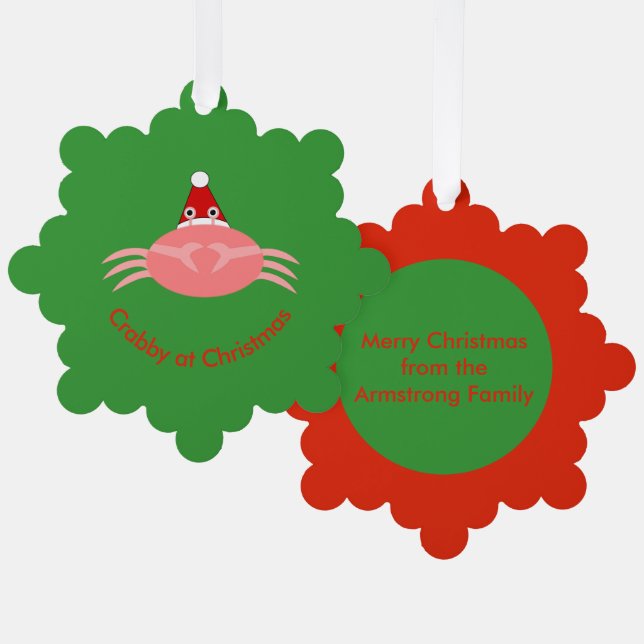 Christmas Crab Custom Ornament Card (Front/Back)