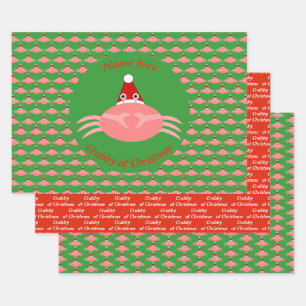 Christmas Crab Custom Wrapping Paper Sheet