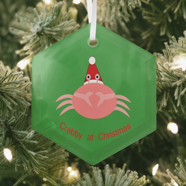Christmas Crab Glass Ornament (Insitu)