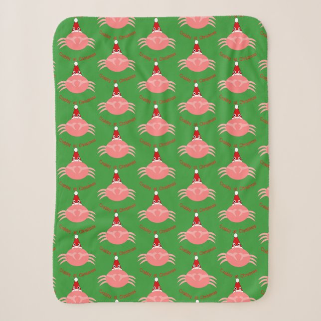 Christmas Crab Sherpa Blanket (Front)