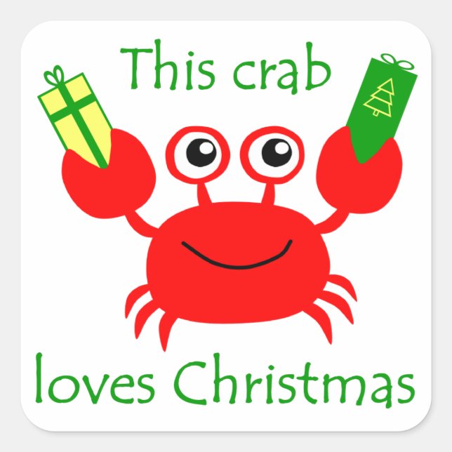 Christmas Crab Square Sticker (Front)