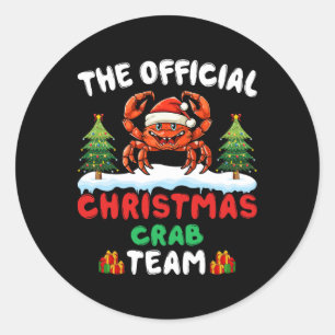 Christmas Crab Team - Crab Wearing Santa Hat Xmas Classic Round Sticker