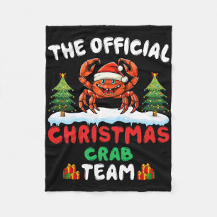 Christmas Crab Team - Crab Wearing Santa Hat Xmas Fleece Blanket