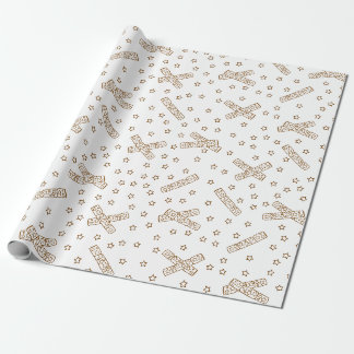 Christmas Crackers Gold Toile Wrapping Paper