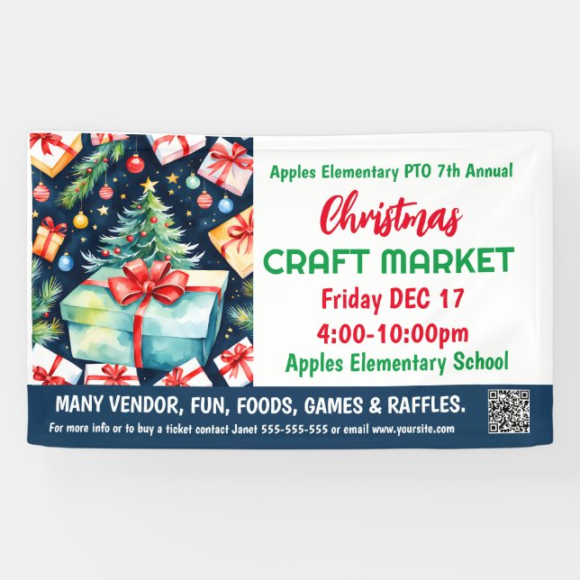 Christmas Craft Market PTO PTA Church Banner (Horizontal)