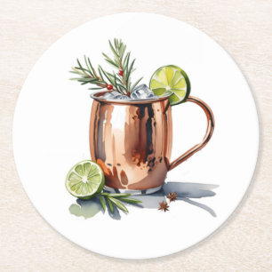 Christmas Cranberry Moscow Mule Cocktail Coaster