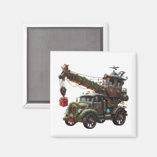 Christmas Crane Truck Magnet