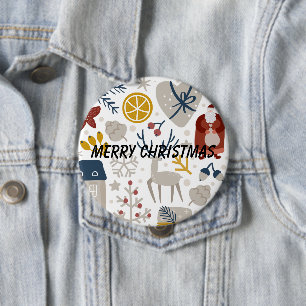 Christmas Crayon Decorations Santa Tree 4 Inch Round Button