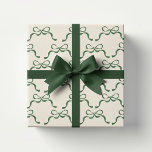 Christmas Cream Modern Holiday Green Bows  Wrapping Paper Sheet<br><div class="desc">***this design is part of a matching collection*** _______________________ this design template is fully editable / customizable by you the customer - click personalize further button if you wish to move, add, delete, or make significant changes to the design _______________________ *if you have any DESIGN questions or need more designs...</div>