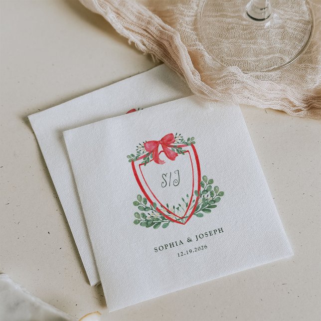 Christmas Crest | Whimsical Holiday Wedding Napkin (Creator Uploaded)