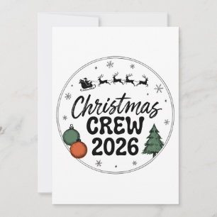 Christmas Crew 2026 Santa Sleigh Reindeer Family Invitation