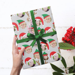 Christmas Crew Custom Six Photo Funny Holiday Gift Wrapping Paper