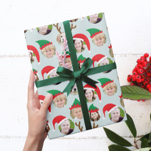 Christmas Crew Custom Six Photo Funny Holiday Gift Wrapping Paper