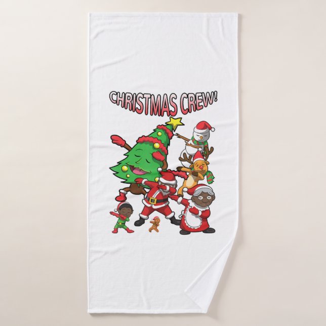 Christmas Crew Dabbing Santa African American Bath Towel (Bath Towel)
