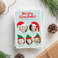 Christmas Crew Family of Five Photo Holiday Card