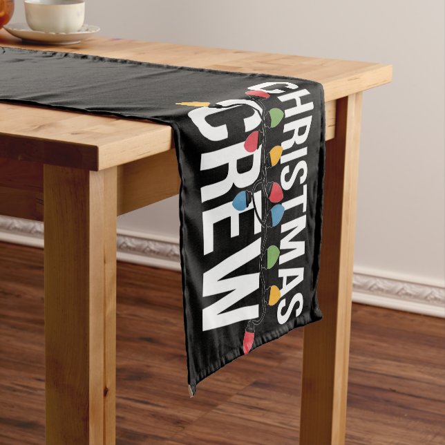 Christmas Crew Family Xmas Holiday Short Table Runner (In Situ)