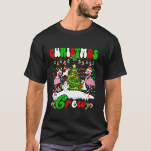 Christmas Crew Flamingo cute Ghost Pine Tree Xmas T-Shirt