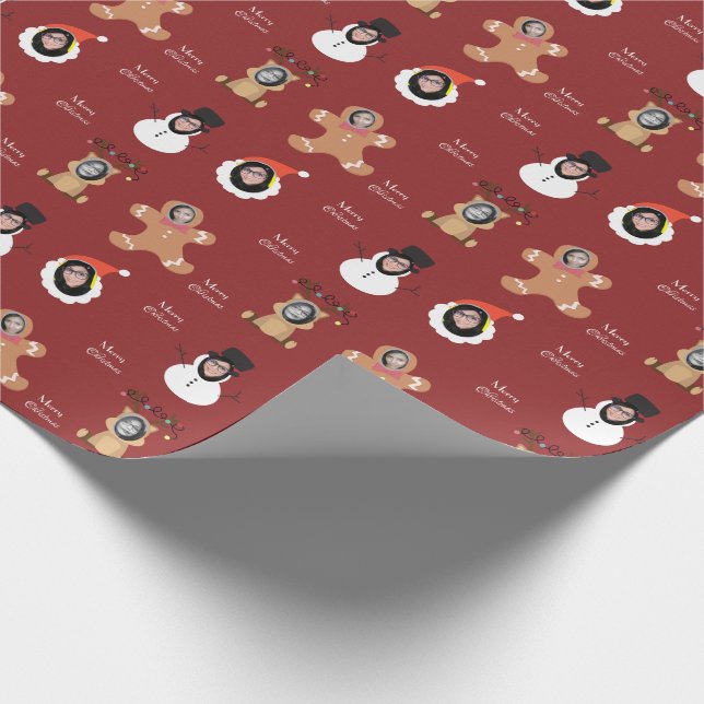 Christmas Crew four Photo Custom Funny Wrapping Paper (Corner)