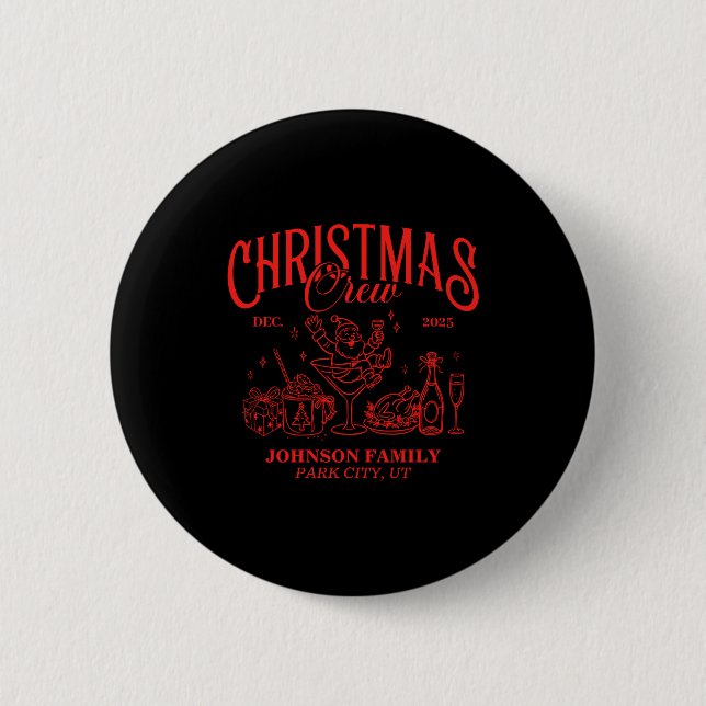 Christmas Crew Matching Family Group  2 Inch Round Button (Front)
