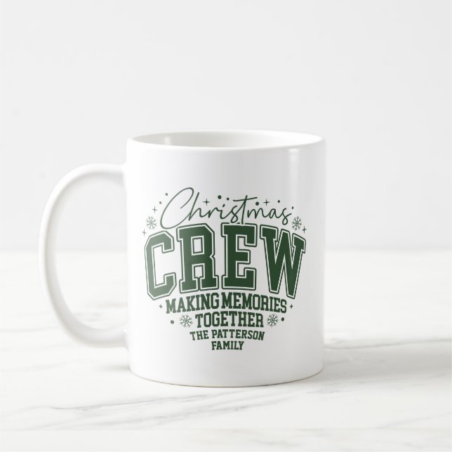 Christmas Crew Personalized Family Name Coffee Mug (Left)