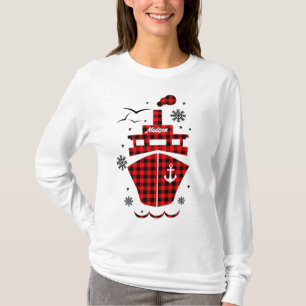 Christmas Crew Plaid Boat Ship Holiday Custom Name T-Shirt