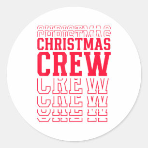 Christmas Crew Red Layered Text Family Santa Xmas Classic Round Sticker