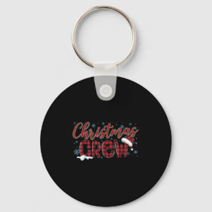 Christmas Crew Red Plaid Matching Family Group Squ Keychain
