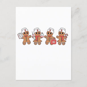  Christmas Crew Santa Gingerbread Nursing Squad  Holiday Postcard