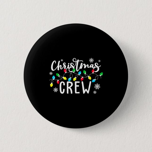 Christmas Crew Xmas Lights Family Matching Pajamas 2 Inch Round Button (Front)