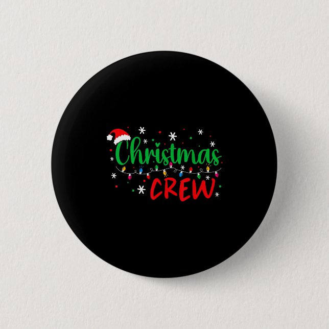 Christmas Crew Xmas Lights Family Matching Pajamas 2 Inch Round Button (Front)