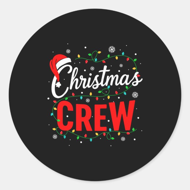 Christmas Crew Xmas Lights Family Matching Pajamas Classic Round Sticker (Front)
